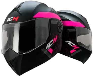 Casco Motocicleta ICH Negro y Rosa