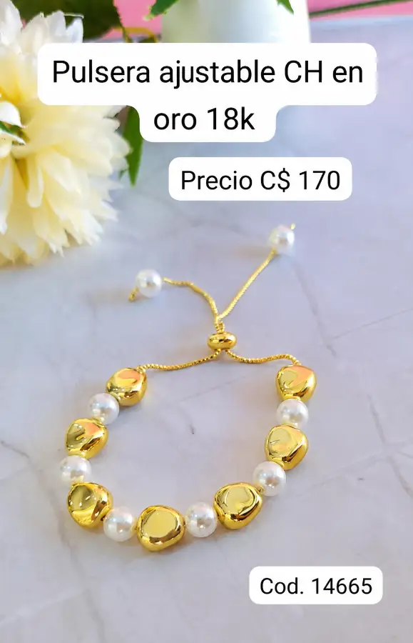 Pulsera ajustable CH oro 18k
