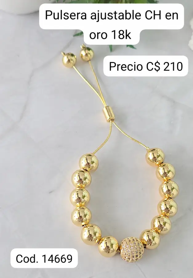 Pulsera Ajustable CH Oro 18k