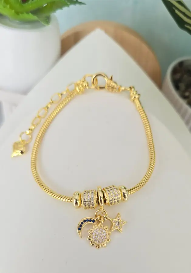 Pulsera Dorada Sol y Luna