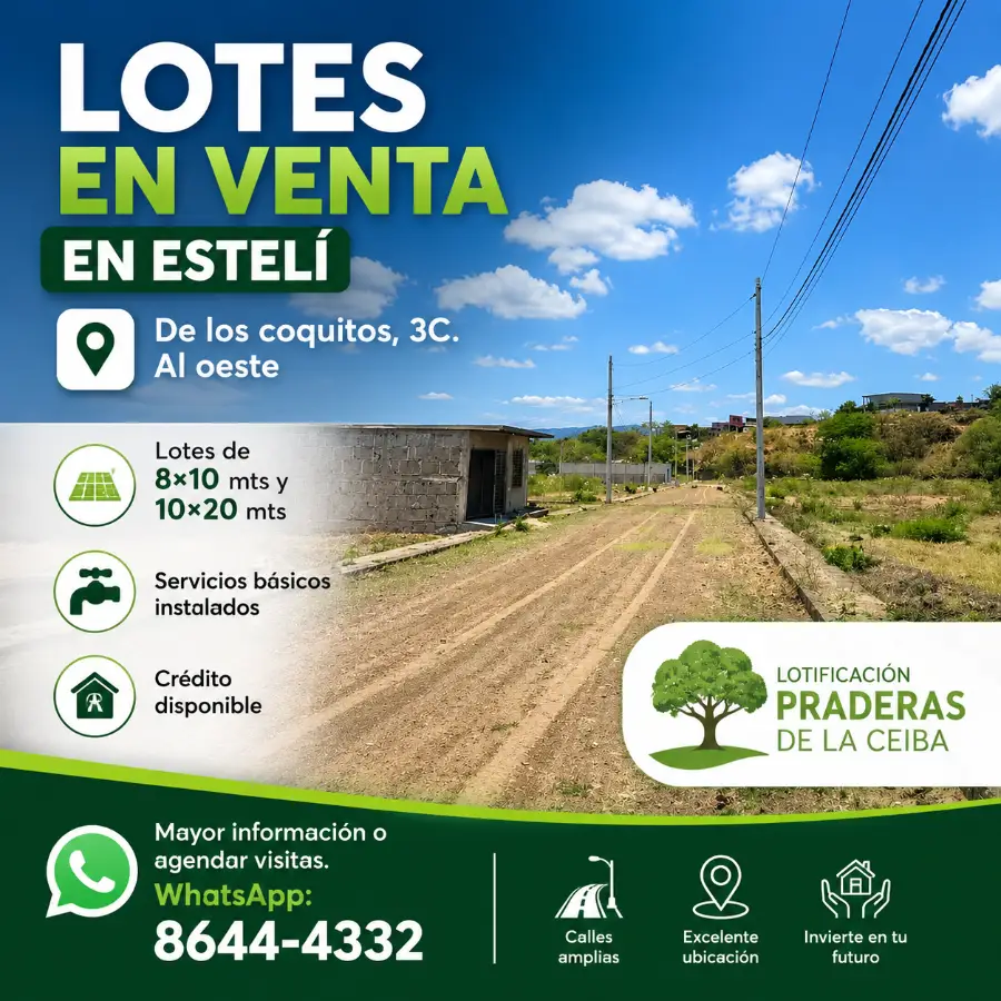 🏡 Lotes en Venta en Esteli - Crédito y Contado.