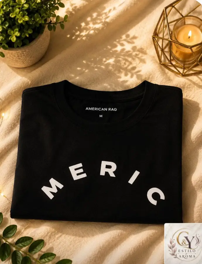 Camiseta Negra American Rag Hombre