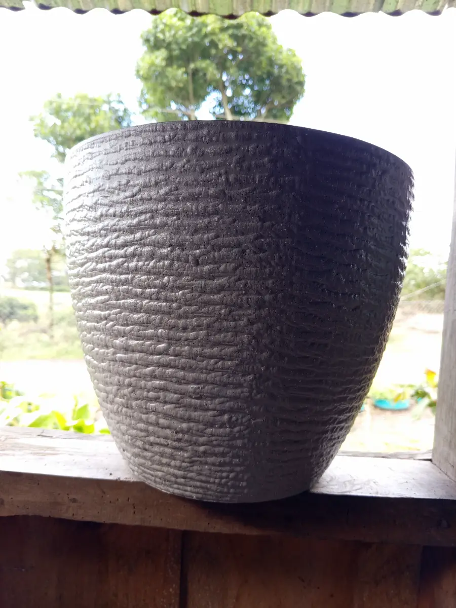 Maceta Decorativa Texturizada Gris