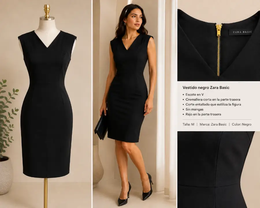 Vestido negro ZARA - segunda mano. CALIDAD: PREMIUM